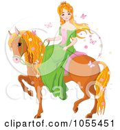 Poster, Art Print Of Red Haired Princess On A Horse