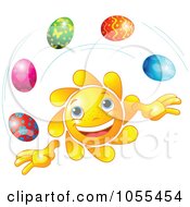 Poster, Art Print Of Happy Sun Juggling Easter Eggs