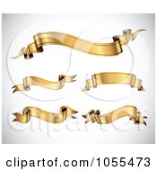 Poster, Art Print Of Digital Collage Of Wavy Gold Ribbon Banners