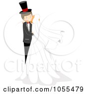 Royalty Free Vector Clip Art Illustration Of A Bride And Groom Hugging