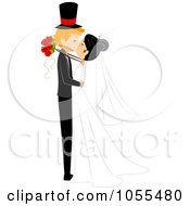 Royalty Free Vector Clip Art Illustration Of A Bride And Groom Smooching