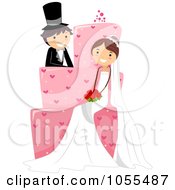 Royalty Free Vector Clip Art Illustration Of A Wedding Couple Sitting On A Giant Pink Cake by BNP Design Studio