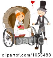 Groom Pulling His Bride On A Bicycle Carriage