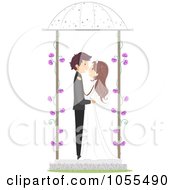 Poster, Art Print Of Bride And Groom Kissing In A Gazebo