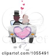 Newlywed Couple Driving Away In A Car