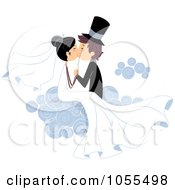 Royalty Free Vector Clip Art Illustration Of A Bride And Groom Kissing On A Cloud