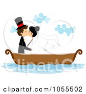 Poster, Art Print Of Bride And Groom Kissing In A Boat