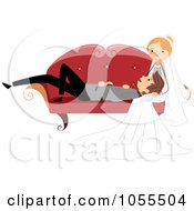 Royalty Free Vector Clip Art Illustration Of A Wedding Couple Sitting On A Sofa 2