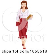 Poster, Art Print Of Sexy Retro Pinup Secretary Carrying Documents