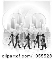 Poster, Art Print Of Silhouetted Business People Walking In A City