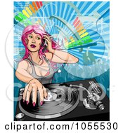 Poster, Art Print Of Pink Haired Female Dj Mixing A Record