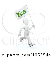 3d White Person Running With A Yes Flag