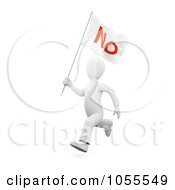 Poster, Art Print Of 3d White Person Running With A No Flag