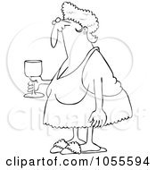Royalty Free Vector Clip Art Illustration Of A Coloring Page Outline Of A Sexy Granny Holding Wine