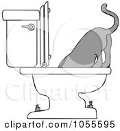 Royalty Free Vector Clip Art Illustration Of A Cat Drinking From A Toilet