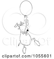 Royalty Free Vector Clip Art Illustration Of A Coloring Page Outline Of A Dog Floating Away With A Balloon