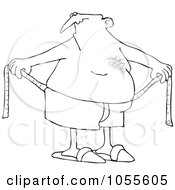 Poster, Art Print Of Coloring Page Outline Of A Chubby Man Measuring Around His Waist
