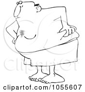 Royalty Free Vector Clip Art Illustration Of A Coloring Page Outline Of A Fat Man In His Boxers Pinching His Love Handles by djart