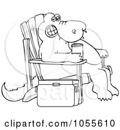 Poster, Art Print Of Coloring Page Outline Of An Alligator Sitting In An Adirondack Chair With A Beverage