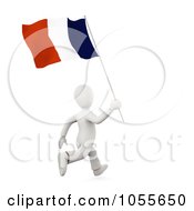 Royalty Free CGI Clip Art Illustration Of A 3d White Person Running With A French Flag