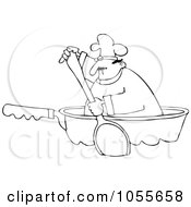 Poster, Art Print Of Coloring Page Outline Of A Chef Paddling In A Pan