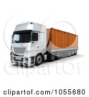 Poster, Art Print Of 3d Frontal View Of A Big Rig With A Container