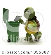 Poster, Art Print Of 3d Tortoise Dropping A Carton In A Recycle Bin
