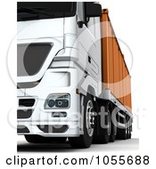 Poster, Art Print Of 3d Low Frontal View Of A Big Rig With A Container