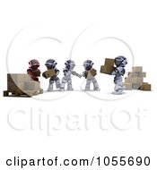 Poster, Art Print Of 3d Robots Passing Boxes From One Palette To Another