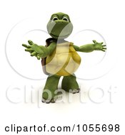 Poster, Art Print Of 3d Tortoise Presenting Or Welcoming