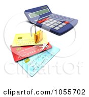 Poster, Art Print Of 3d Padlock With Keys On Credit Cards By A Calculator