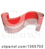 Poster, Art Print Of Red Ribbon Banner With Gold Trim And A Reflection - 12