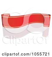 Poster, Art Print Of Red Ribbon Banner With Gold Trim And A Reflection - 13