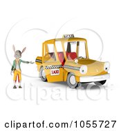 Poster, Art Print Of 3d Rabbit Standing By An Open Taxi Door