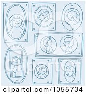 Royalty Free Vector Clip Art Illustration Of A Digital Collage Of Framed Kids On Blue