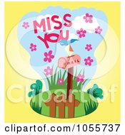 Poster, Art Print Of Bird Depositing A Miss You Letter In A Mailbox