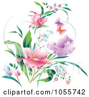 Royalty Free Vector Clip Art Illustration Of Beautiful Spring Flowers And Butterflies by pauloribau #COLLC1055742-0129