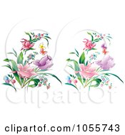 Royalty Free Vector Clip Art Illustration Of A Digital Collage Of Pretty Spring Flowers And Butterflies