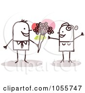 Poster, Art Print Of Stick Man Giving Flowers To His Woman