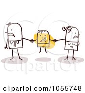 Poster, Art Print Of Stick Couple Fighting Over A Child