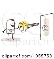 Poster, Art Print Of Stick Man Unlocking A Door