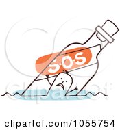 Stick Man Floating In An Sos Bottle