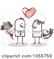 Poster, Art Print Of Stick Couple Exchanging Valentines Day Gifts