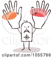 Poster, Art Print Of Stick Man Target Holding Up Big Hands