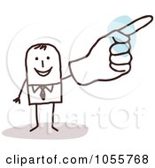 Royalty Free Vector Clip Art Illustration Of A Stick Man Pointing With A Big Hand by NL shop