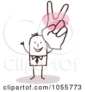 Poster, Art Print Of Stick Man Gesturing Peace With A Big Hand