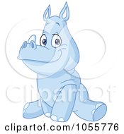 Royalty Free Vector Clip Art Illustration Of A Blue Baby Rhino