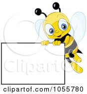 Poster, Art Print Of Cute Bee Holding Up A Blank Sign