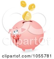 Poster, Art Print Of Coins Falling Into A Fat Piggy Bank