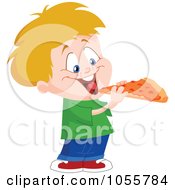 Poster, Art Print Of Boy Eating A Slice Of Pizza